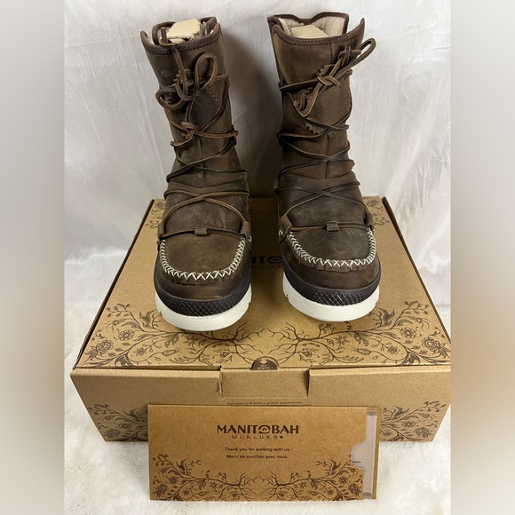 Manitobah WP Pacific Half Winter Leather Boot Fossil. 6.5 FITS SMALL as Size 5. - Picture 8 of 15